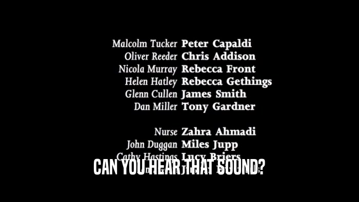 CAN YOU HEAR THAT SOUND?  