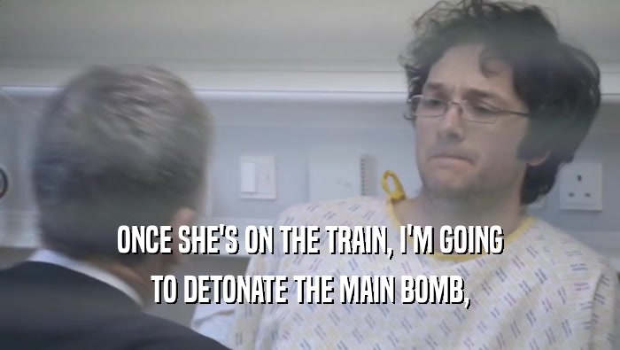 ONCE SHE'S ON THE TRAIN, I'M GOING
 TO DETONATE THE MAIN BOMB,
 