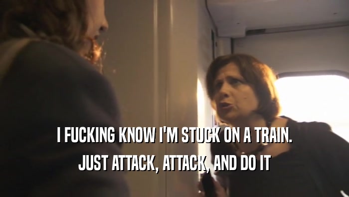 I FUCKING KNOW I'M STUCK ON A TRAIN. JUST ATTACK, ATTACK, AND DO IT 