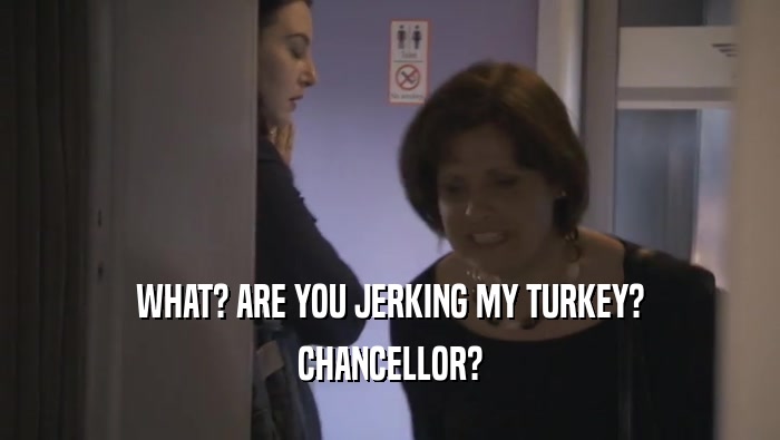 WHAT? ARE YOU JERKING MY TURKEY? CHANCELLOR? 