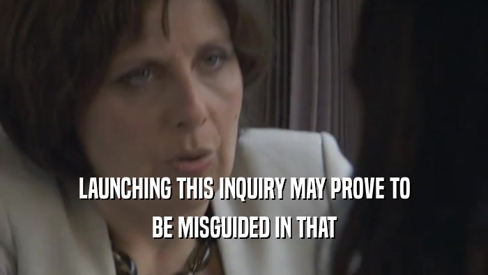 LAUNCHING THIS INQUIRY MAY PROVE TO BE MISGUIDED IN THAT 