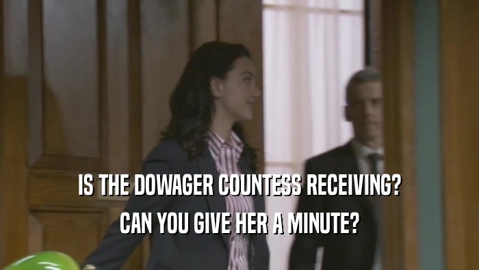 IS THE DOWAGER COUNTESS RECEIVING? CAN YOU GIVE HER A MINUTE? 