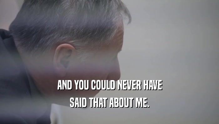 AND YOU COULD NEVER HAVE SAID THAT ABOUT ME. 