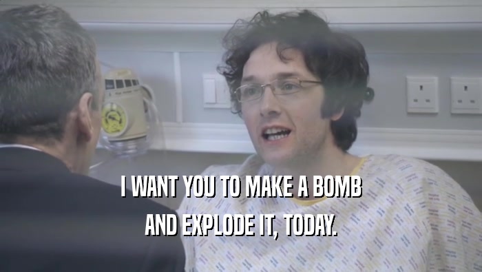 I WANT YOU TO MAKE A BOMB AND EXPLODE IT, TODAY. 