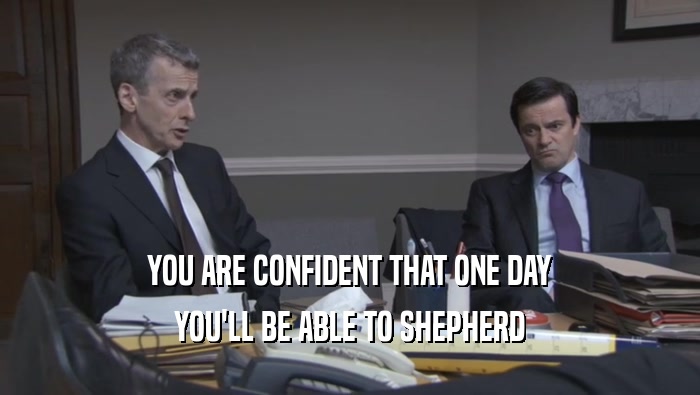 YOU ARE CONFIDENT THAT ONE DAY YOU'LL BE ABLE TO SHEPHERD YOU'LL BE ABLE TO SHEPHERD