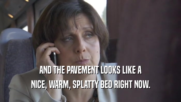 AND THE PAVEMENT LOOKS LIKE A NICE, WARM, SPLATTY BED RIGHT NOW. 