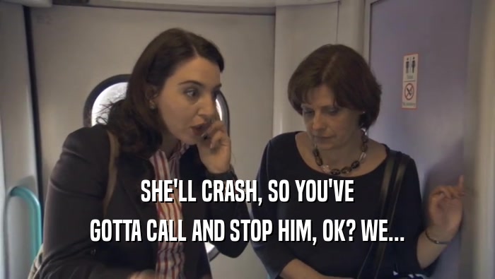 SHE'LL CRASH, SO YOU'VE GOTTA CALL AND STOP HIM, OK? WE... 