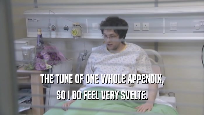 THE TUNE OF ONE WHOLE APPENDIX,
 SO I DO FEEL VERY SVELTE.
 