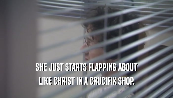 SHE JUST STARTS FLAPPING ABOUT
 LIKE CHRIST IN A CRUCIFIX SHOP.
 