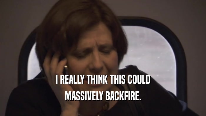 I REALLY THINK THIS COULD MASSIVELY BACKFIRE. 