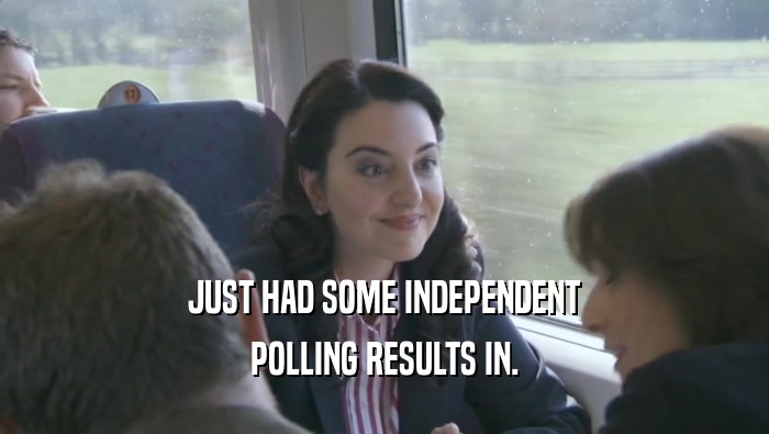 JUST HAD SOME INDEPENDENT POLLING RESULTS IN. 