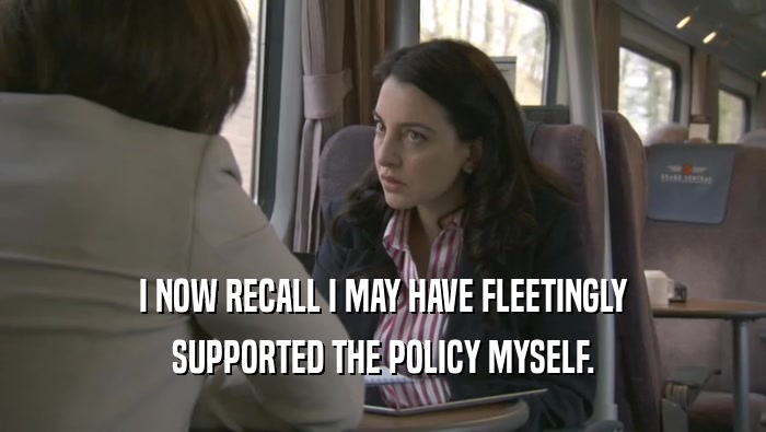 I NOW RECALL I MAY HAVE FLEETINGLY SUPPORTED THE POLICY MYSELF. 
