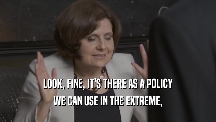 LOOK, FINE, IT'S THERE AS A POLICY WE CAN USE IN THE EXTREME, 