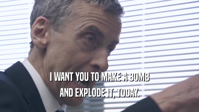 I WANT YOU TO MAKE A BOMB AND EXPLODE IT, TODAY. 