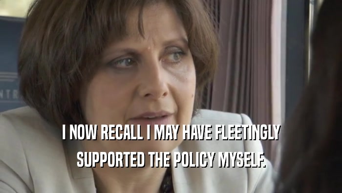 I NOW RECALL I MAY HAVE FLEETINGLY SUPPORTED THE POLICY MYSELF. 
