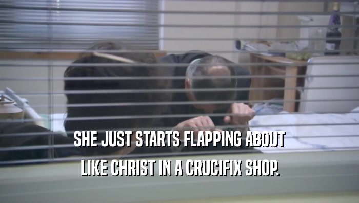 SHE JUST STARTS FLAPPING ABOUT
 LIKE CHRIST IN A CRUCIFIX SHOP.
 