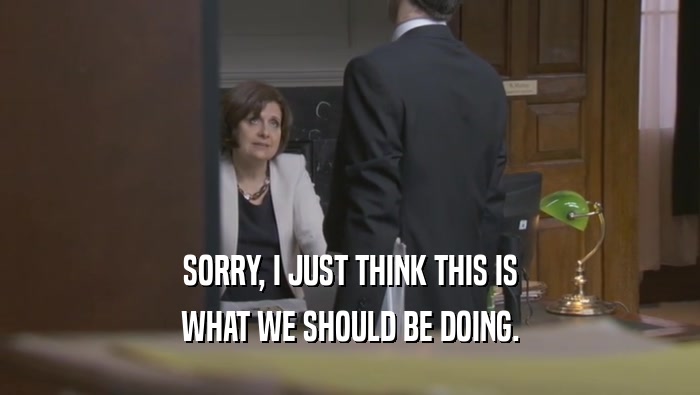 SORRY, I JUST THINK THIS IS WHAT WE SHOULD BE DOING. 
