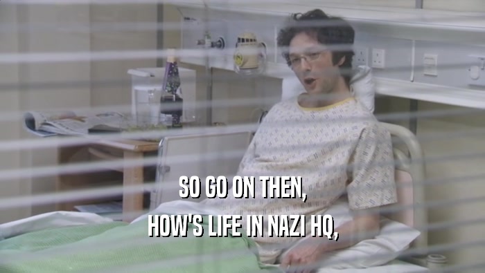 SO GO ON THEN, HOW'S LIFE IN NAZI HQ, 