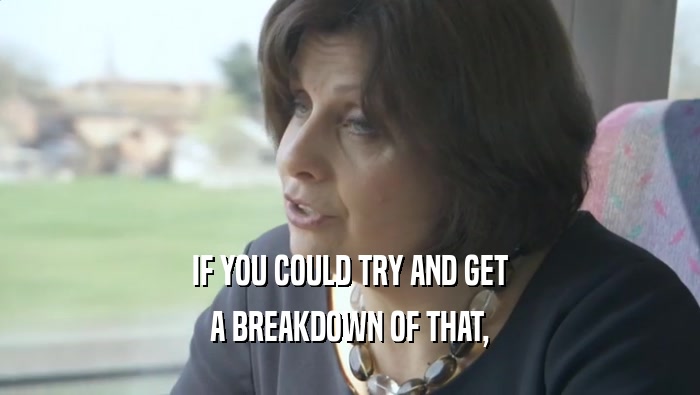IF YOU COULD TRY AND GET A BREAKDOWN OF THAT, 