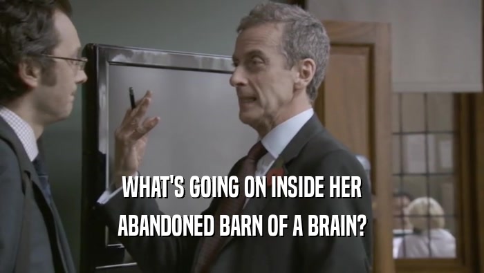 WHAT'S GOING ON INSIDE HER ABANDONED BARN OF A BRAIN? 