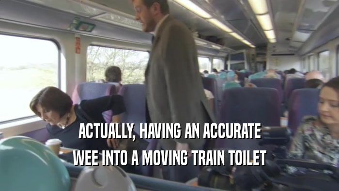 ACTUALLY, HAVING AN ACCURATE WEE INTO A MOVING TRAIN TOILET 
