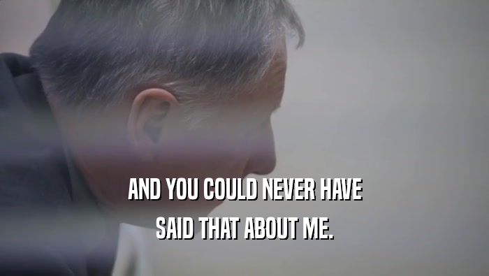 AND YOU COULD NEVER HAVE SAID THAT ABOUT ME. 