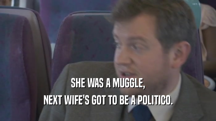 SHE WAS A MUGGLE, NEXT WIFE'S GOT TO BE A POLITICO. 