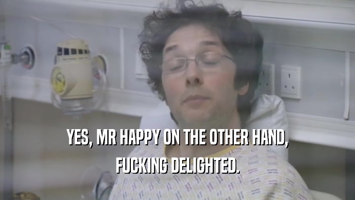 YES, MR HAPPY ON THE OTHER HAND, FUCKING DELIGHTED. 