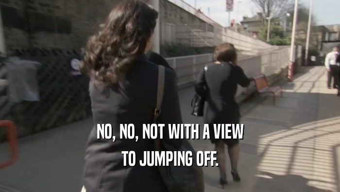 NO, NO, NOT WITH A VIEW TO JUMPING OFF. 