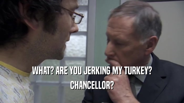 WHAT? ARE YOU JERKING MY TURKEY? CHANCELLOR? 