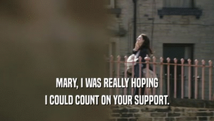 MARY, I WAS REALLY HOPING
 I COULD COUNT ON YOUR SUPPORT.
 