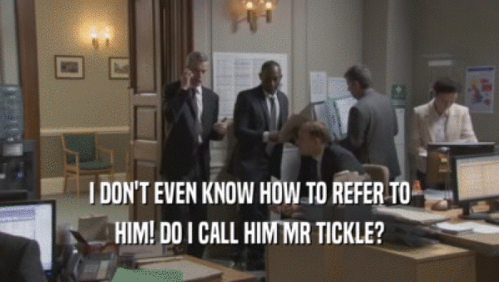 I DON'T EVEN KNOW HOW TO REFER TO HIM! DO I CALL HIM MR TICKLE? 