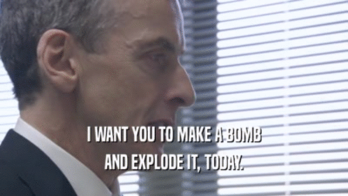 I WANT YOU TO MAKE A BOMB AND EXPLODE IT, TODAY. 