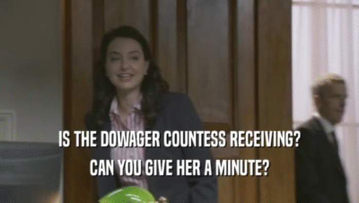 IS THE DOWAGER COUNTESS RECEIVING? CAN YOU GIVE HER A MINUTE? 