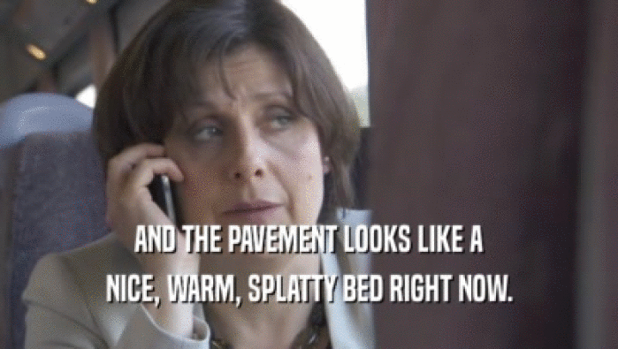 AND THE PAVEMENT LOOKS LIKE A NICE, WARM, SPLATTY BED RIGHT NOW. 