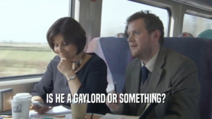 IS HE A GAYLORD OR SOMETHING?  