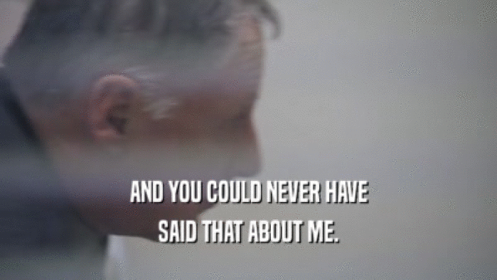 AND YOU COULD NEVER HAVE SAID THAT ABOUT ME. 
