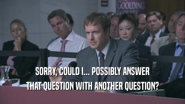 SORRY, COULD I... POSSIBLY ANSWER THAT QUESTION WITH ANOTHER QUESTION? 