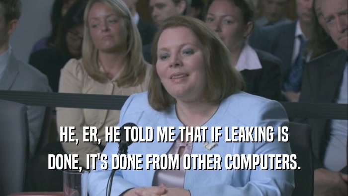 HE, ER, HE TOLD ME THAT IF LEAKING IS DONE, IT'S DONE FROM OTHER COMPUTERS. 