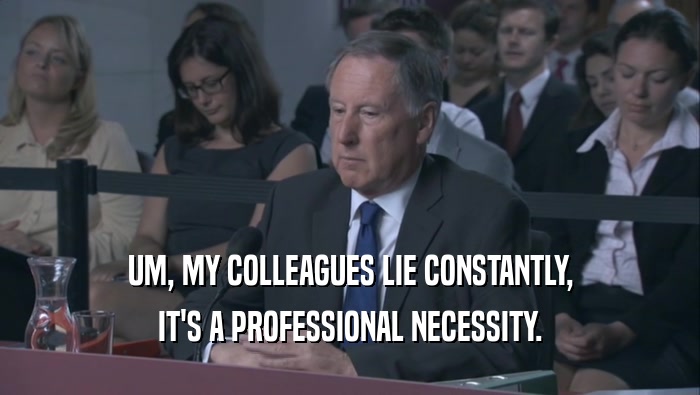 UM, MY COLLEAGUES LIE CONSTANTLY, IT'S A PROFESSIONAL NECESSITY. 