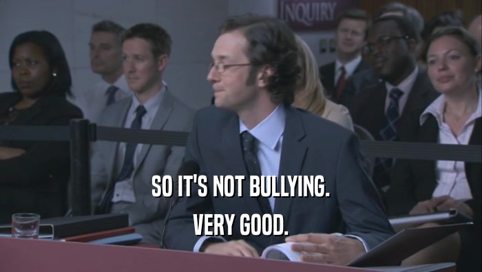 SO IT'S NOT BULLYING. VERY GOOD. 