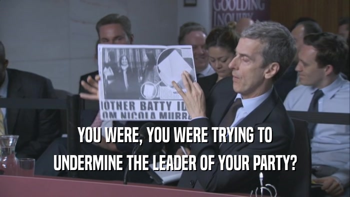 YOU WERE, YOU WERE TRYING TO UNDERMINE THE LEADER OF YOUR PARTY? 