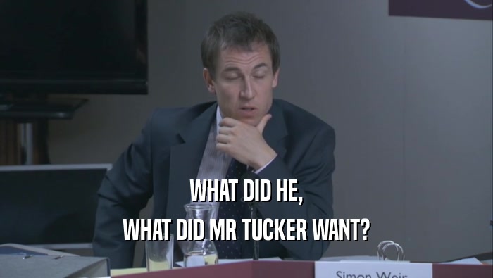 WHAT DID HE,
 WHAT DID MR TUCKER WANT?
 
