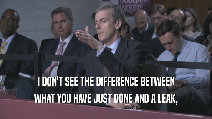 I DON'T SEE THE DIFFERENCE BETWEEN WHAT YOU HAVE JUST DONE AND A LEAK, WHAT YOU HAVE JUST DONE AND A LEAK,