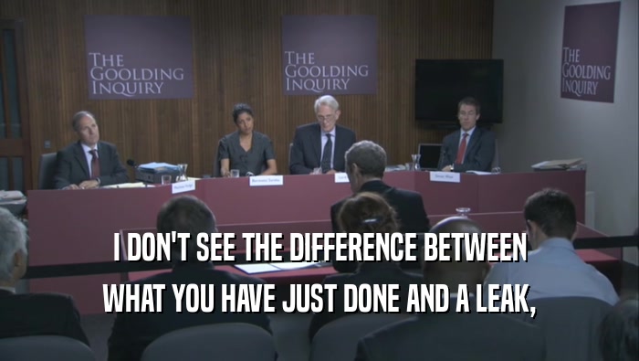 I DON'T SEE THE DIFFERENCE BETWEEN WHAT YOU HAVE JUST DONE AND A LEAK, WHAT YOU HAVE JUST DONE AND A LEAK,