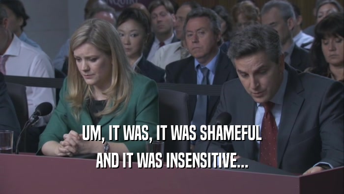 UM, IT WAS, IT WAS SHAMEFUL AND IT WAS INSENSITIVE... 