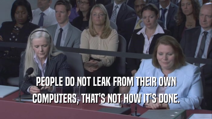 PEOPLE DO NOT LEAK FROM THEIR OWN COMPUTERS, THAT'S NOT HOW IT'S DONE. 