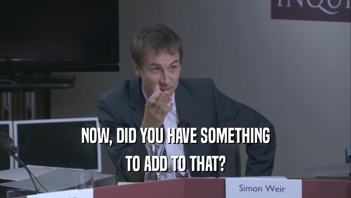 NOW, DID YOU HAVE SOMETHING TO ADD TO THAT? 