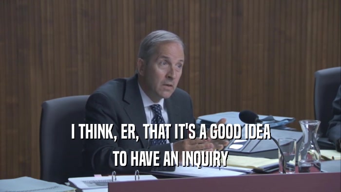 I THINK, ER, THAT IT'S A GOOD IDEA TO HAVE AN INQUIRY 