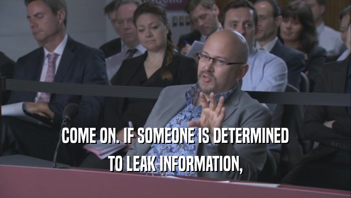 COME ON. IF SOMEONE IS DETERMINED TO LEAK INFORMATION, 